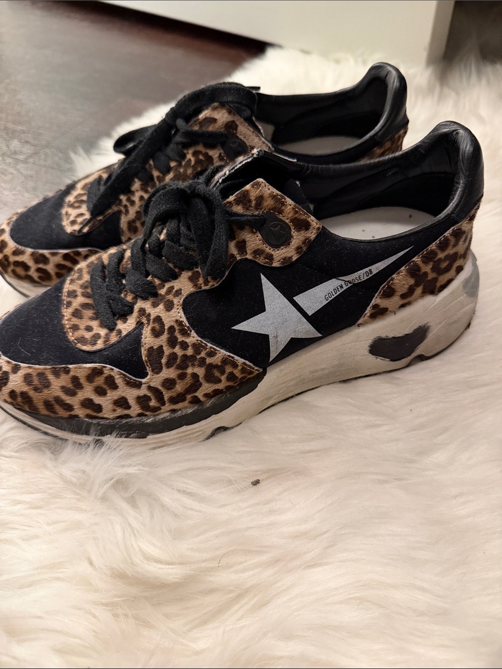 Golden Goose Leopard Print Superstar Sneakers - Black & Brown